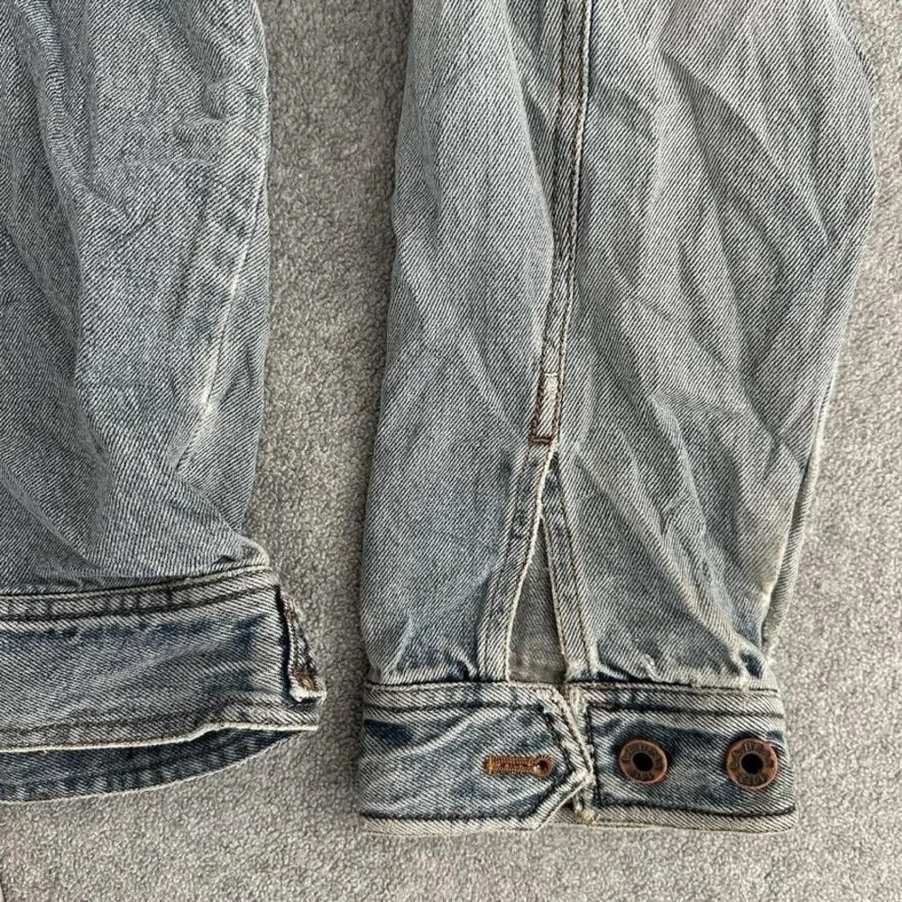 LL Bean Denim Jacket Mens Large Blue‎ Trucker Workwear Distressed Indie Grunge